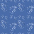 Marine vector pattern with shrimp silhouettes